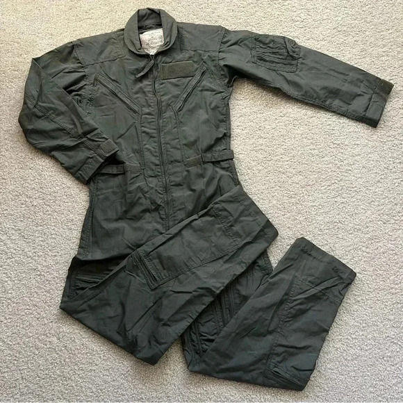 Military Coveralls Flyers Summer Fire Resistant Green 36R Gibraltar Industries - Picture 2 of 16